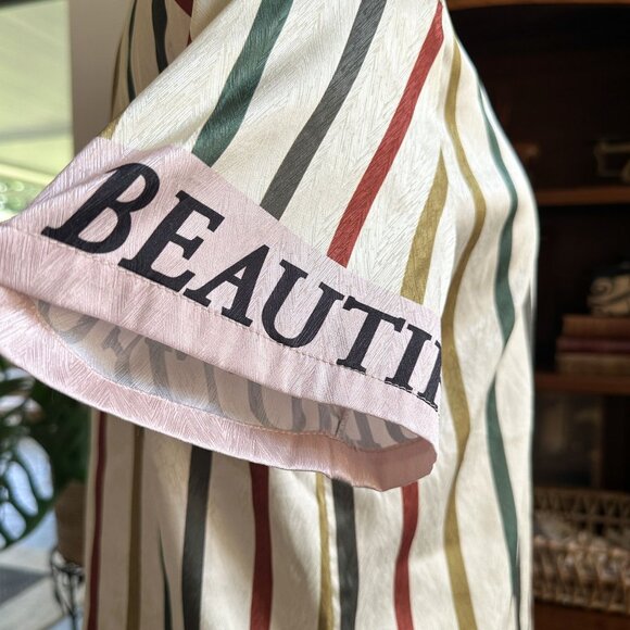 Striped Cartoon Bunny Shirt, Bugs Bunny Graphic, Retro Unisex Button Down - Picture 5 of 10